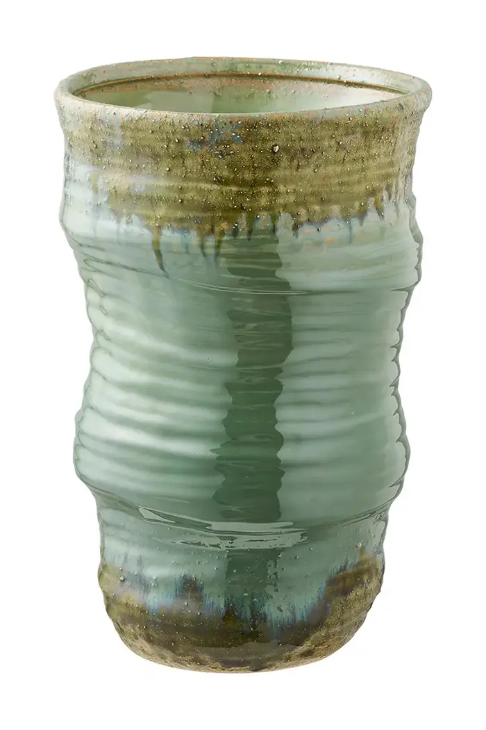 vaso decorativo in ceramica smaltata 22 x 22 x 34,5 cm Turchese