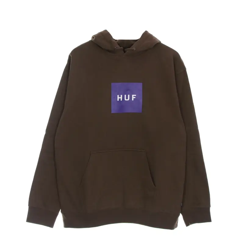 HUF Felpa Cappuccio Uomo Essentials Box Logo P/o Hoodie Brown