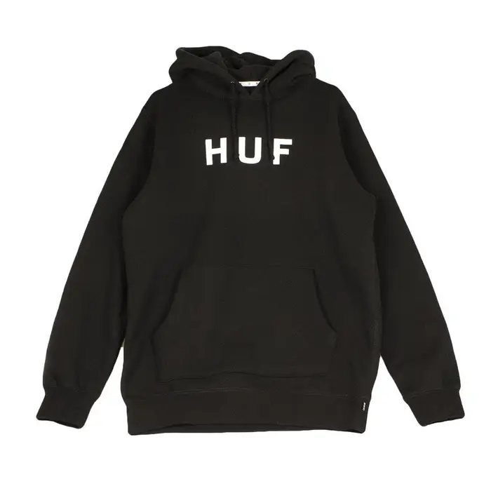 HUF Felpa Cappuccio Uomo Pohm Pullover Hood Nero/bianco