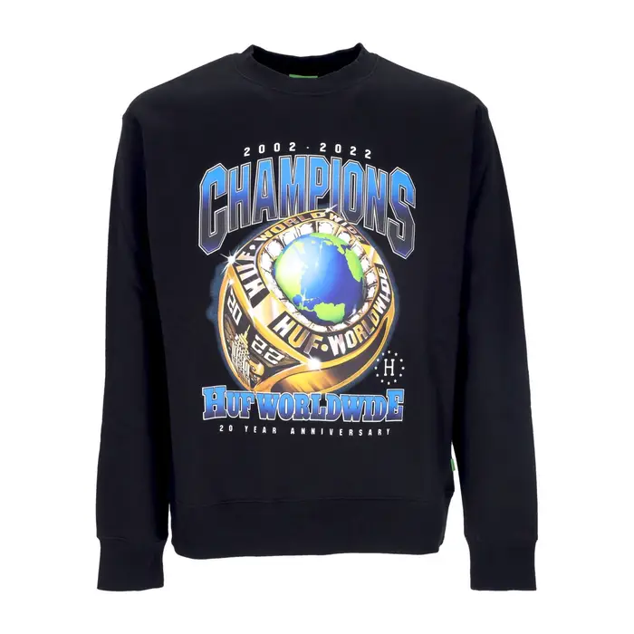 HUF Felpa Girocollo Uomo Champions Crewneck Black