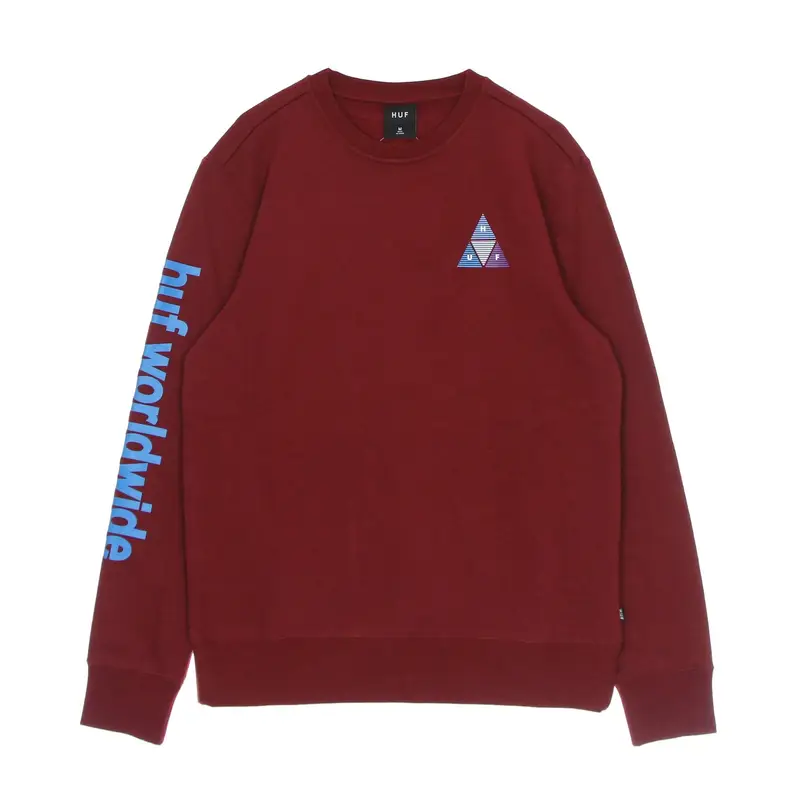 HUF Felpa Girocollo Uomo Prism Triple Triangle Crew Bloodstone