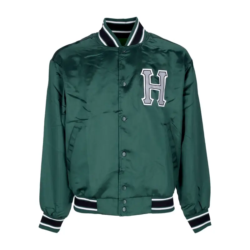 HUF Giubbotto Bomber Uomo Crackerjack Satin Baseball Jacket Forest Green