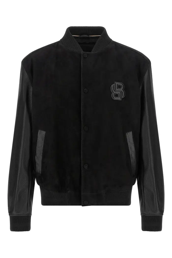 HUGO BOSS Bomber In Pelle Nero
