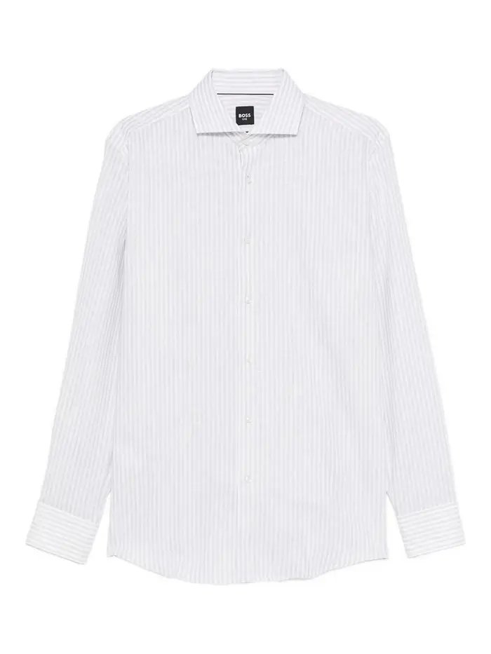 Hugo Boss Camicia a righe bianche e grigie Bianco