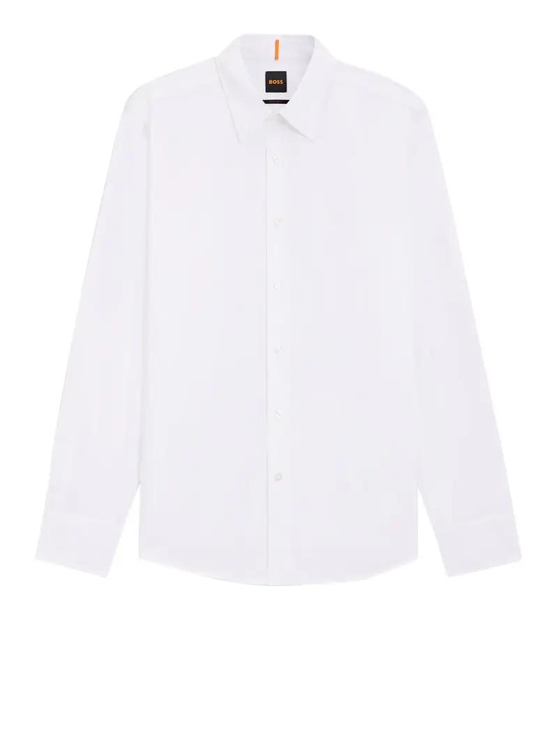 Camicia Maniche Lunghe Uomo Bianca Ricamo Bianco