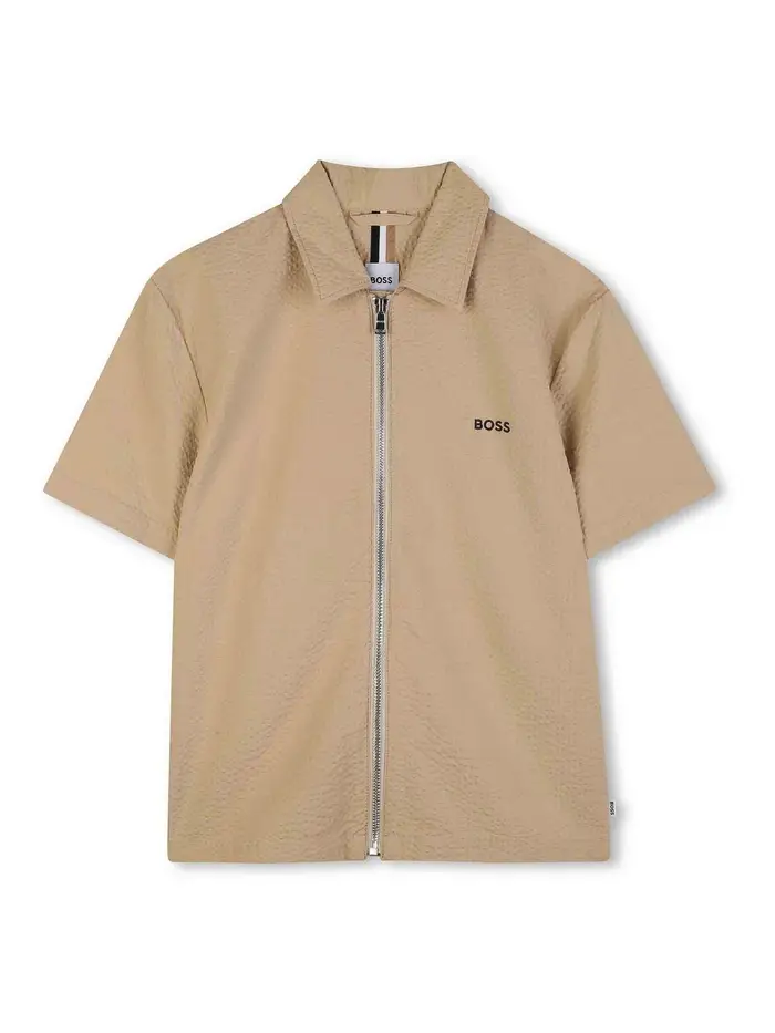 Hugo Boss Camicia Con Zip Beige