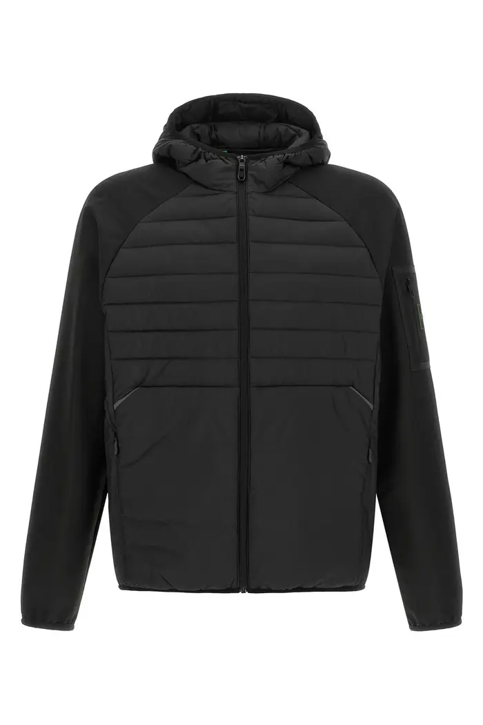 HUGO BOSS Felpa Bimateriale Con Cappuccio Nero