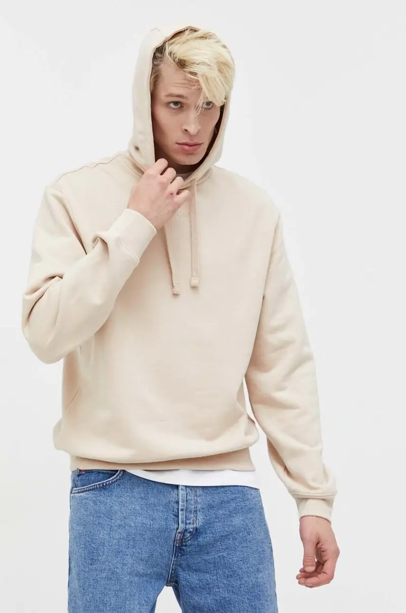 HUGO felpa in cotone uomo colore beige con cappuccio 50486478