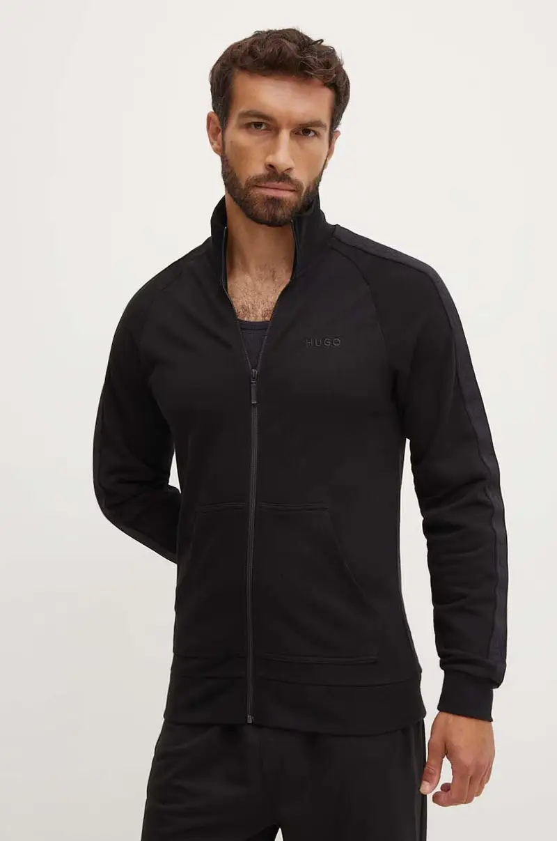 HUGO felpa lounge in cotone colore nero con applicazione 50520493