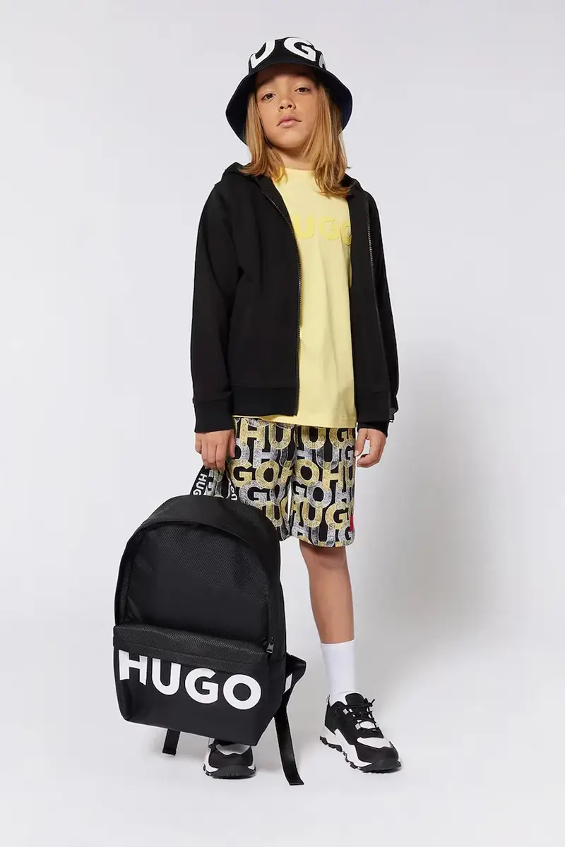 HUGO felpa per bambini colore nero con cappuccio G00355