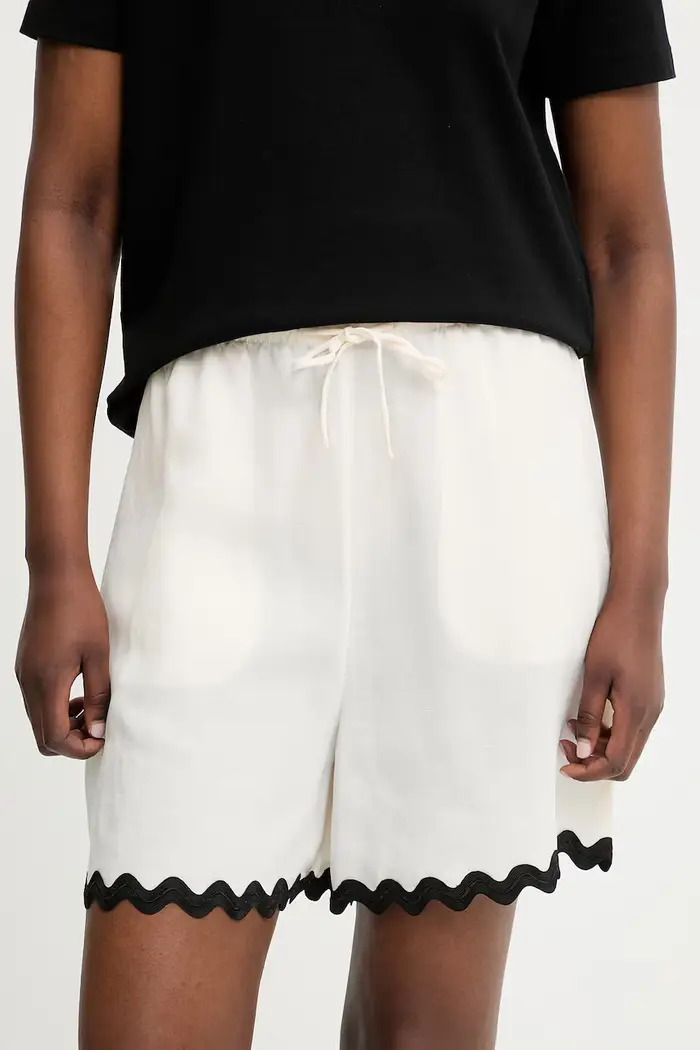 pantaloncini da donna con misto lino Haslala-1 Beige