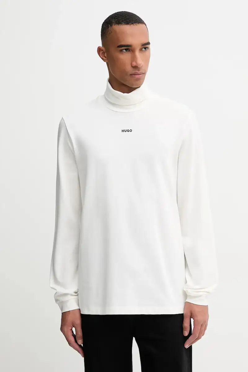 HUGO top a maniche lunghe in cotone colore bianco 50547372