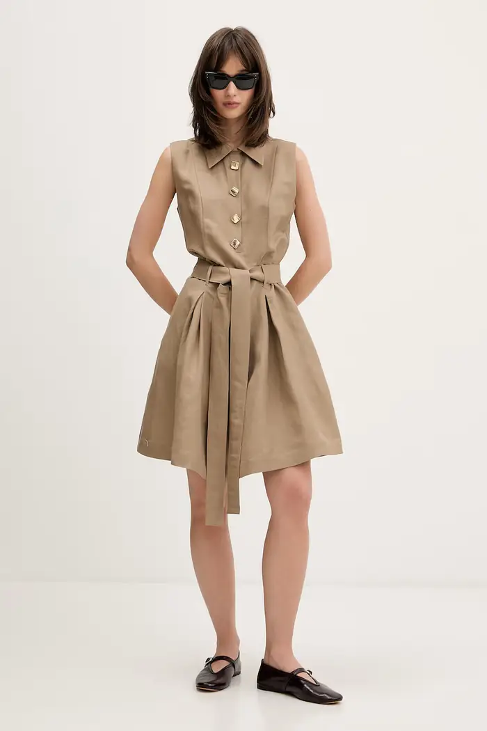 vestitino nero in lino Kaleisi Beige