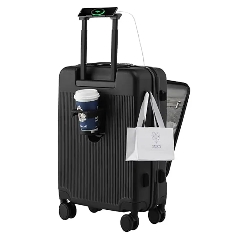 HUIDA TECH Valigia da 20 pollici con Tasca Frontale per laptop, Trolley Leggera con serratura TSA, valigia bagaglio a mano con Ruote