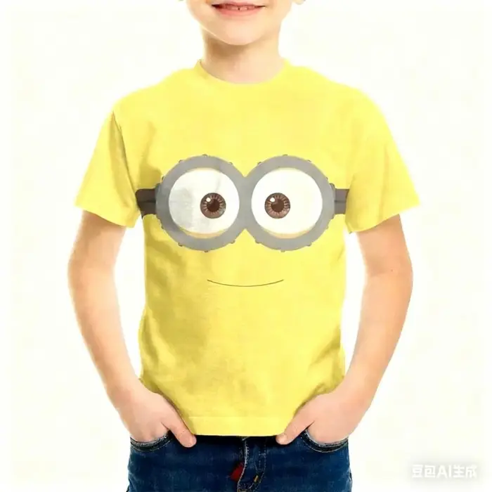 huiteng1 2026 Nuova Serie Minions Maglia Fantasia Cartoni Animati Abbigliamento Sportivo da Esterno Casual Girocollo Manica Corta Top per