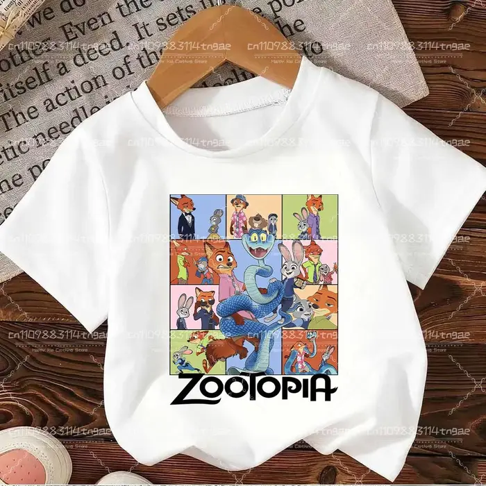 huiteng1 2026 Zootopia Judy&Nick&Gary Maglietta per Bambini Casual Cotone Manica Corta Magliette Comoda Top Street Fashion Abbigliamento