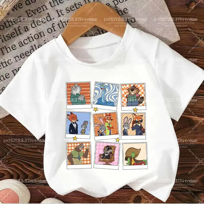 huiteng1 2026 Zootopia Judy&Nick&Gary Maglietta per Bambini Casual Cotone Manica Corta Magliette Comoda Top Street Fashion Abbigliamento