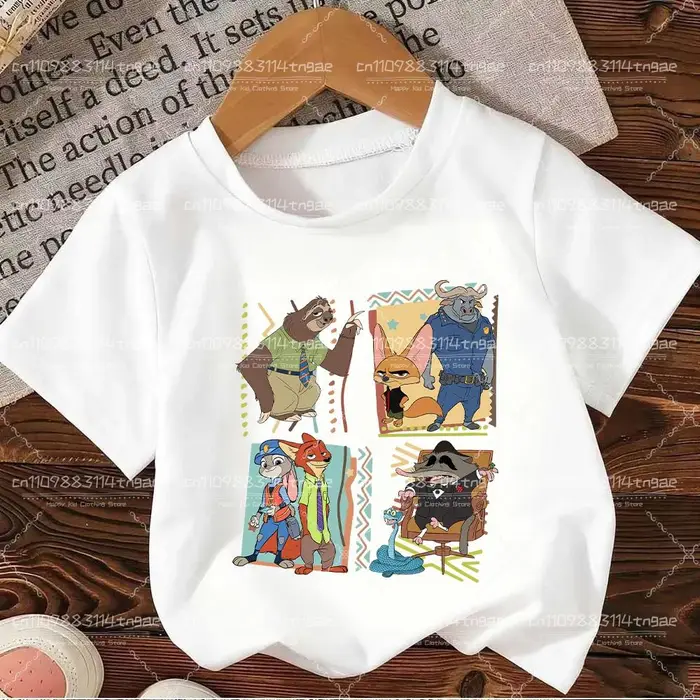 huiteng1 2026 Zootopia Judy&Nick&Gary Maglietta per Bambini Casual Cotone Manica Corta Magliette Comoda Top Street Fashion Abbigliamento
