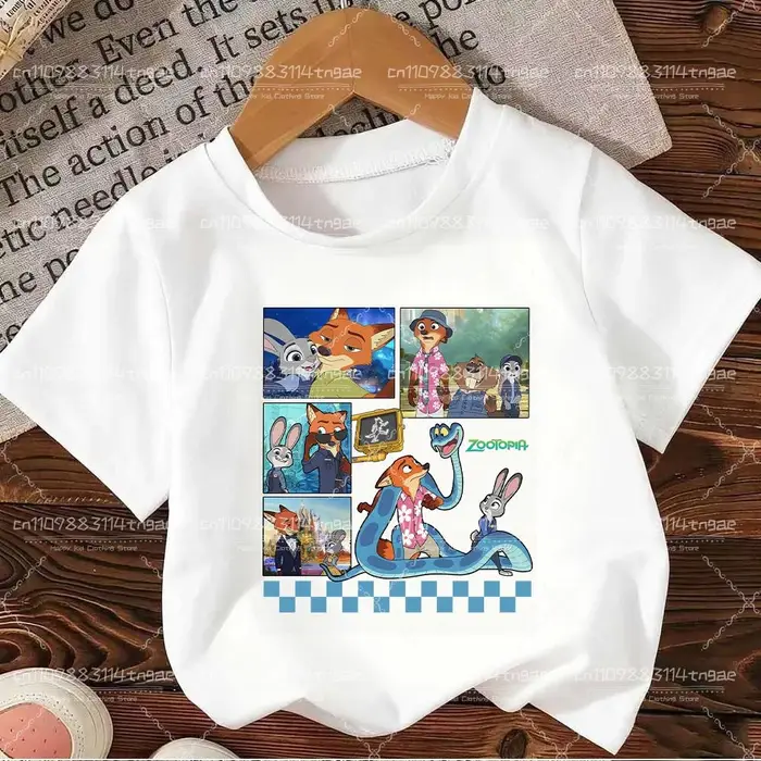 huiteng1 2026 Zootopia Judy&Nick&Gary Maglietta per Bambini Casual Cotone Manica Corta Magliette Comoda Top Street Fashion Abbigliamento