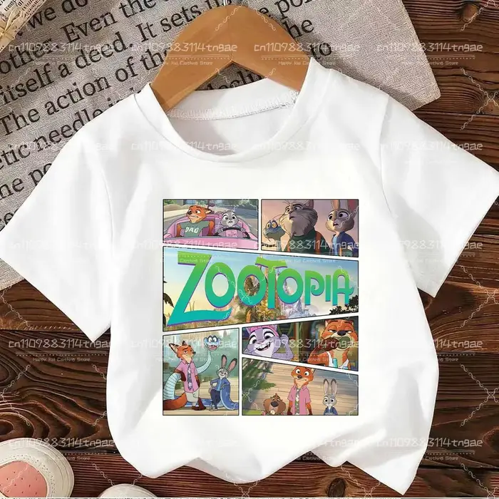 huiteng1 2026 Zootopia Judy&Nick&Gary Maglietta per Bambini Casual Cotone Manica Corta Magliette Comoda Top Street Fashion Abbigliamento