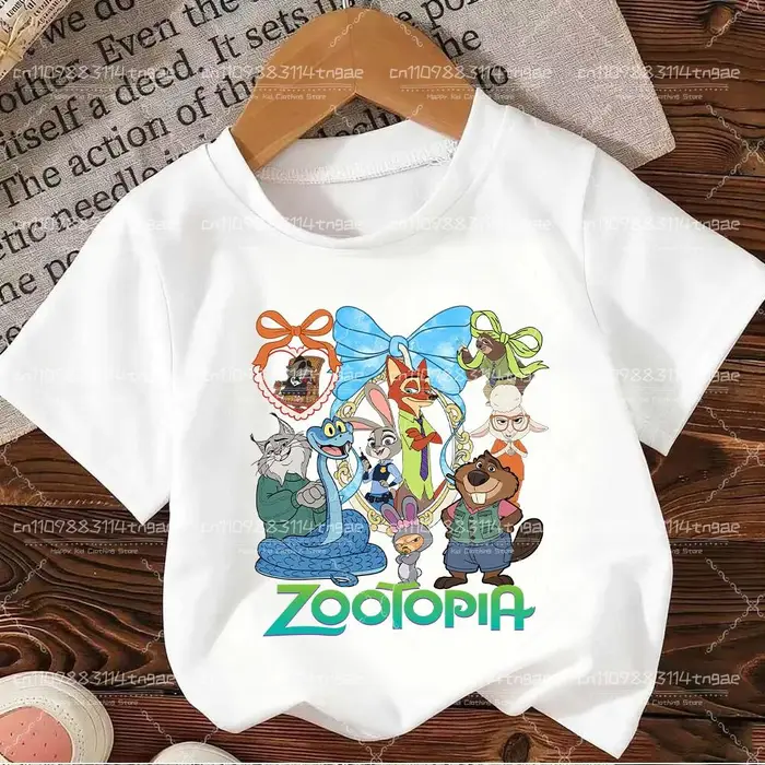huiteng1 2026 Zootopia Judy&Nick&Gary Maglietta per Bambini Casual Cotone Manica Corta Magliette Comoda Top Street Fashion Abbigliamento
