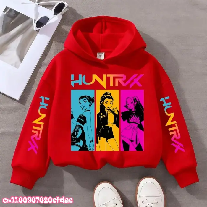 huiteng1 Felpa per bambini KPOP Cacciatori di Demoni Vestiti da ragazza Felpa da ragazza autunno 2025 Nuova Felpa con cappuccio alla moda e
