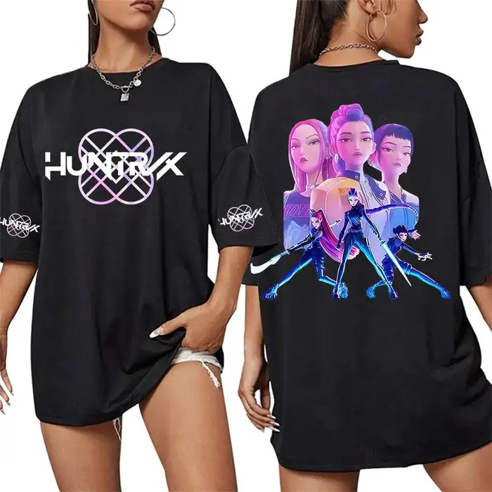 huiteng1 K-pop Demon Hunters Rumi Mira Zpey 2025 Film T-shirt Grafica Uomo Donna Harajuku Alta Qualità Cotone Oversize T-shirt Streetwear