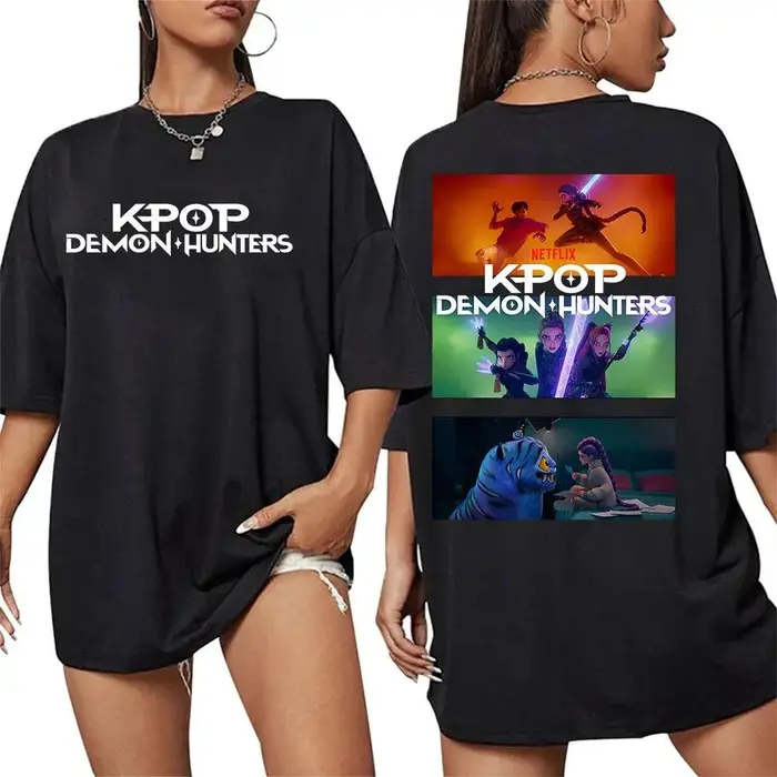 huiteng1 K-pop Demon Hunters Rumi Mira Zpey 2025 Film T-shirt Grafica Uomo Donna Harajuku Alta Qualità Cotone Oversize T-shirt Streetwear