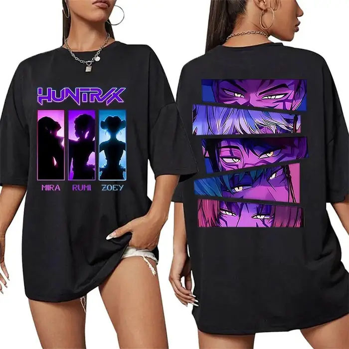 huiteng1 K-pop Demon Hunters Rumi Mira Zpey 2025 Film T-shirt Grafica Uomo Donna Harajuku Alta Qualità Cotone Oversize T-shirt Streetwear