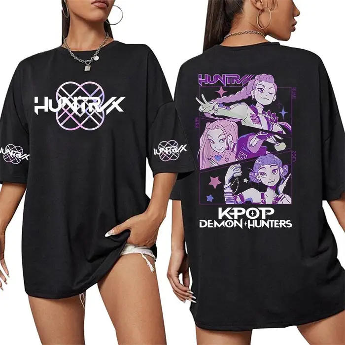huiteng1 K-pop Demon Hunters Rumi Mira Zpey 2025 Film T-shirt Grafica Uomo Donna Harajuku Alta Qualità Cotone Oversize T-shirt Streetwear