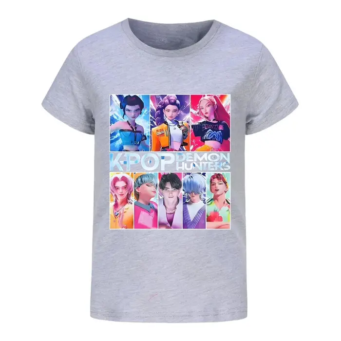 huiteng1 KPop Cacciatori di Demoni Abbigliamento per Bambini Moda Maglietta Cartone Animato Divertente Manica Corta Y2K Top Ragazzi Ragazze