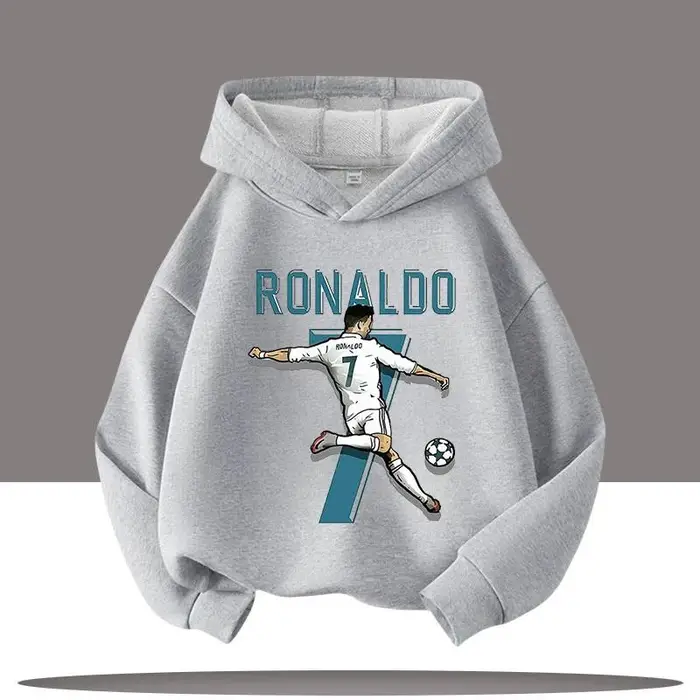 huiteng1 Nuovo Abbigliamento Inverno/Autunno Felpa con Cappuccio per Bambini Ronaldo Maglietta Sportiva da Ragazzo Stampa Cartone Animato