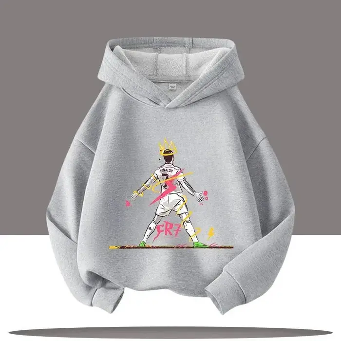 huiteng1 Nuovo Abbigliamento Inverno/Autunno Felpa con Cappuccio per Bambini Ronaldo Maglietta Sportiva da Ragazzo Stampa Cartone Animato