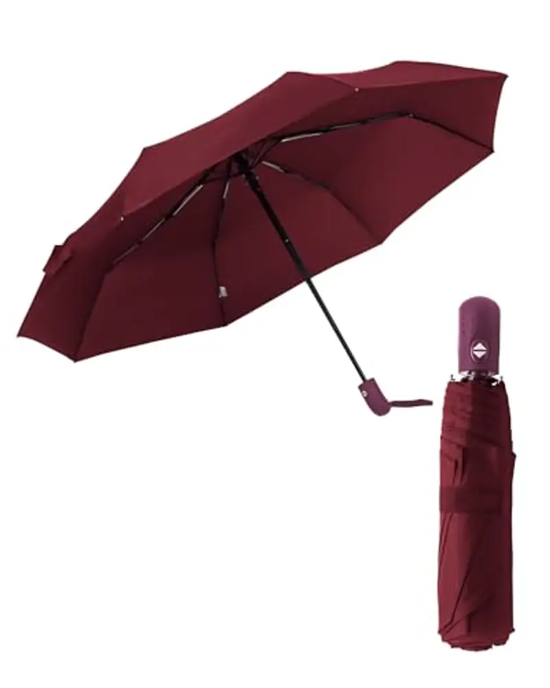 HW CASA Ombrello Pieghevole Antivento, 105CM Ombrello Automatico, 8 Stecche Rinforzo in Fibra di Vetro Ombrello Antivento Robusto, Compatto