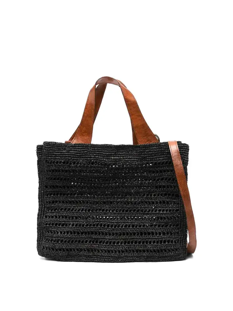 Ibeliv Borsa tote in paglia Nero