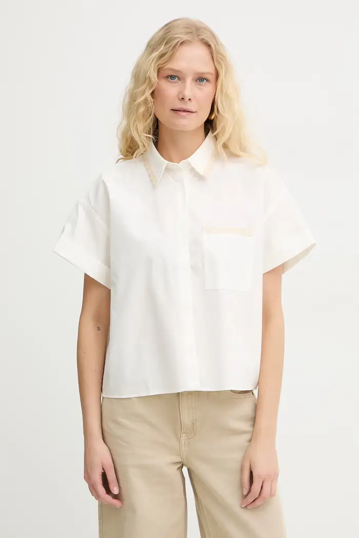 camicia da donna in cotone AFELIO Beige