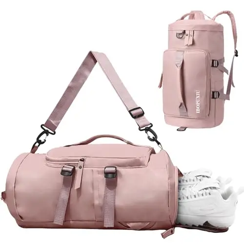 IBOPUXIU Borsone Palestra Rosa con Tasca Bagnata, Borsa Sportiva Donna Multifunzionale per Palestra, Yoga, Weekender