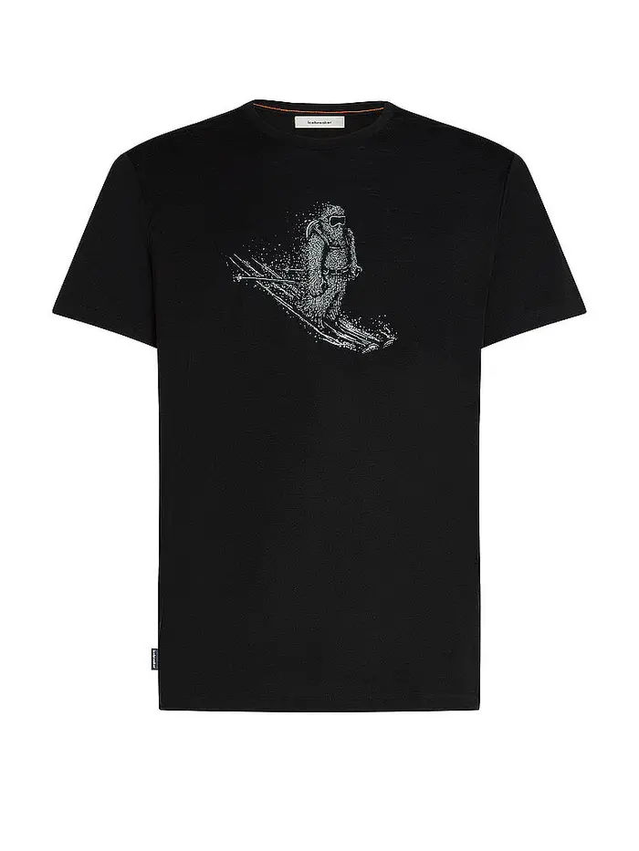 Icebreaker Maglietta funzionale da uomo Skiing Yeti 150 Merino con stampa nero