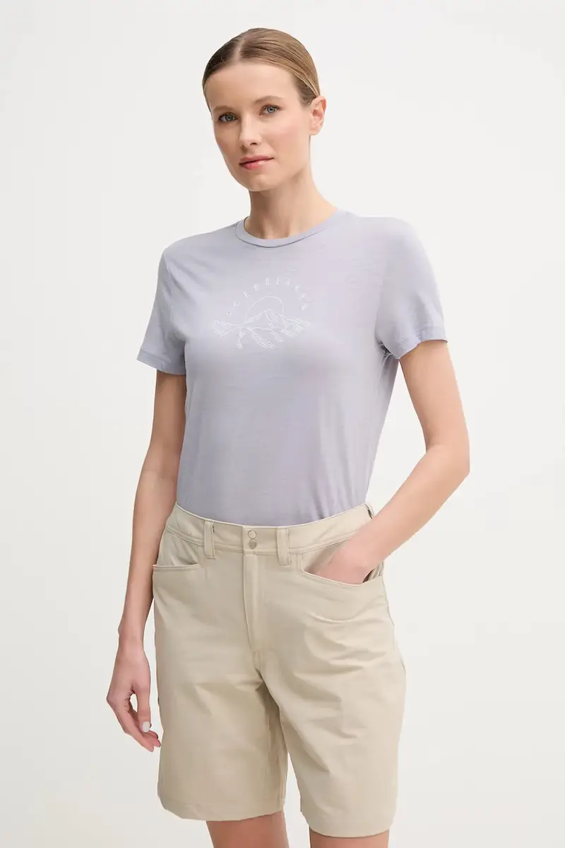 Icebreaker maglietta sportiva Merino 150 Tech Lite Sunrise Summit colore violetto IB0A576O0A91