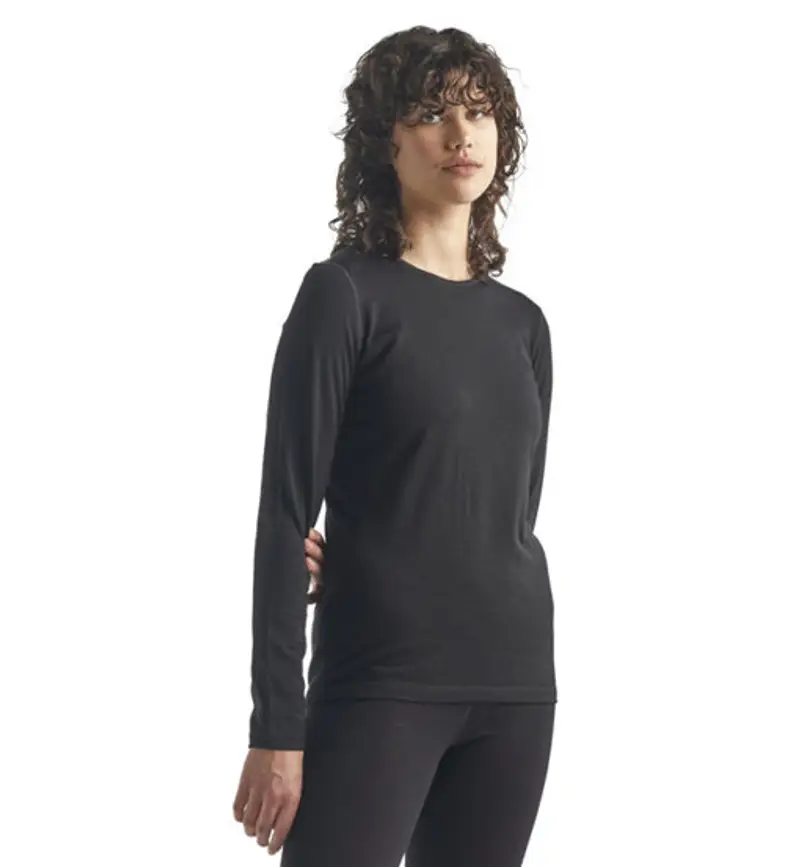 Icebreaker Merino 200 Oasis LS Crewe - maglietta tecnica a maniche lunghe - donna Black