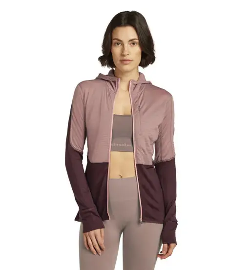 Icebreaker Merino 200 RealFleece™ Descender - felpa in pile con cappuccio - donna Light Pink