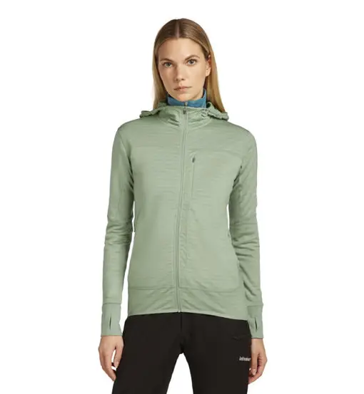 Merino 300 RealFleece™ Descender - felpa in pile con cappuccio - donna Green