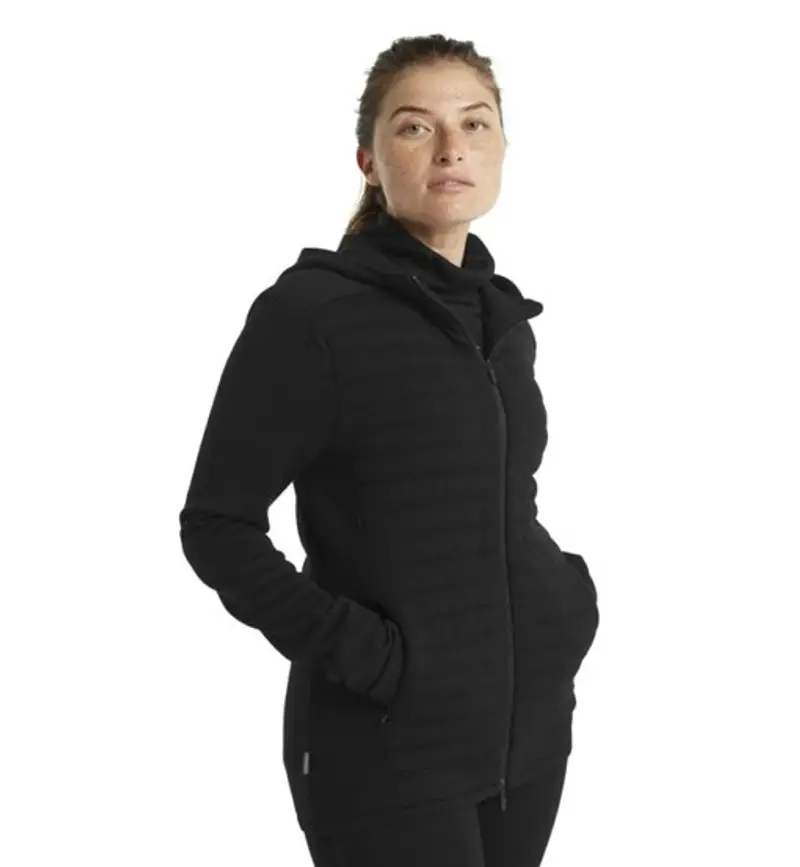 Icebreaker Merino ZoneKnit Zip - felpa con cappuccio - donna Black