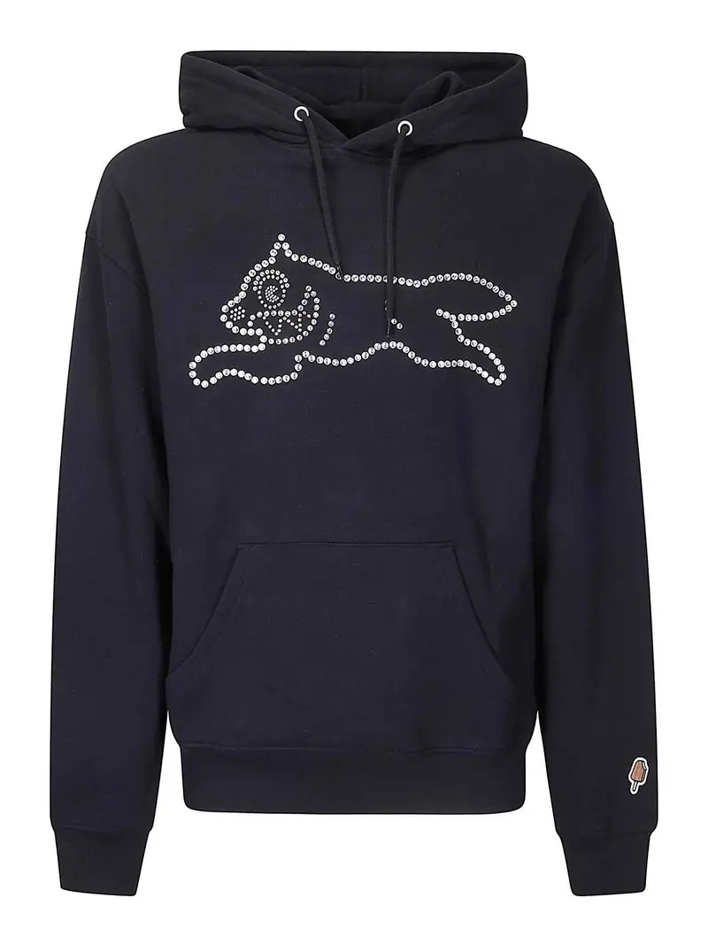 Icecream Felpa popover con cane che corre in cristallo Nero