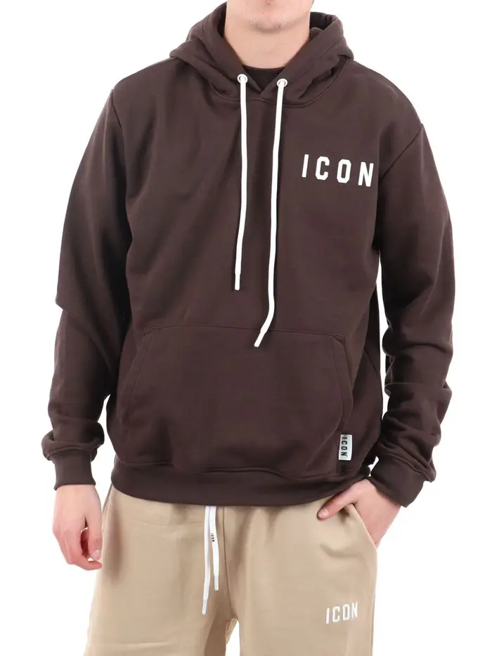 felpa cappuccio icon da uomo - marrone