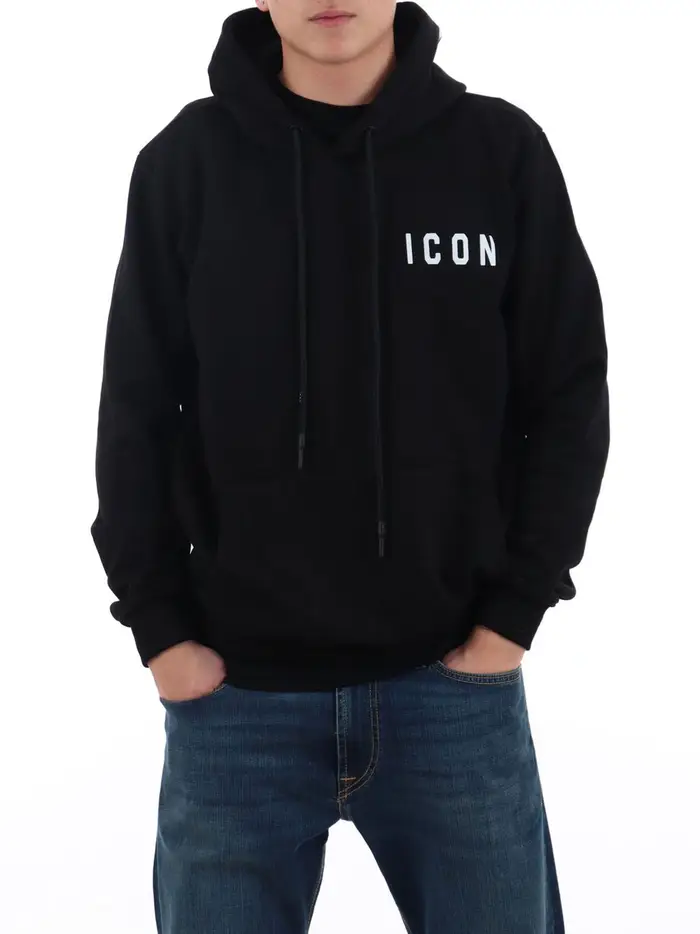 felpa cappuccio icon da uomo - nero