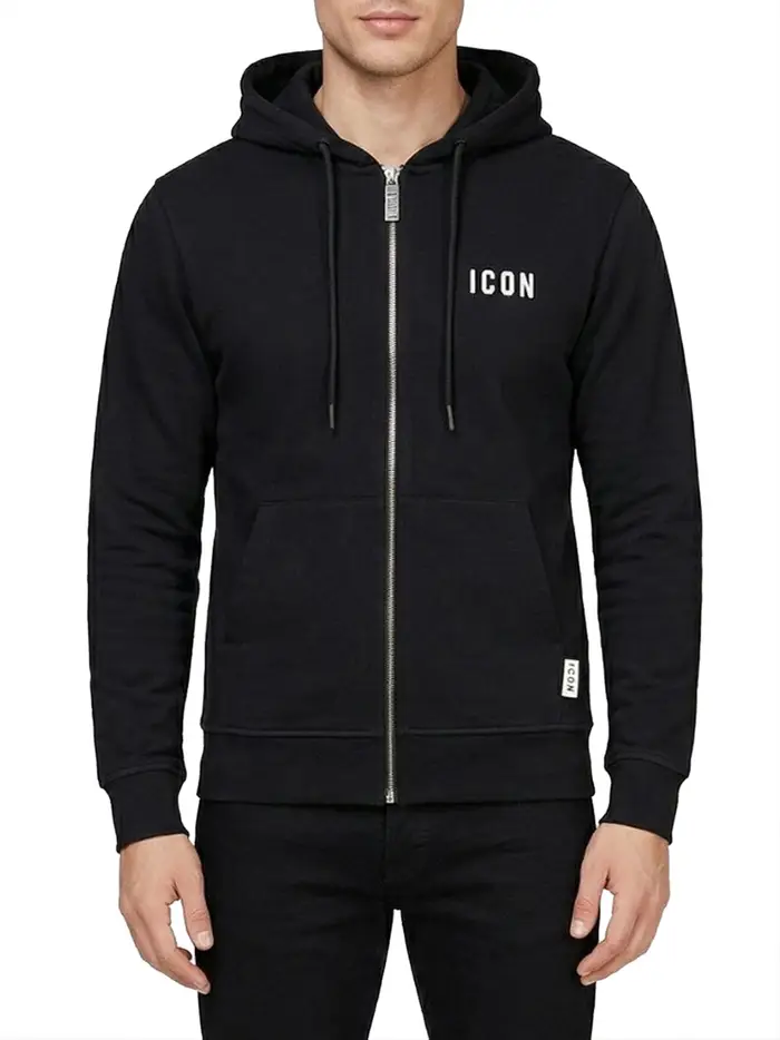 felpa zip icon da uomo - nero