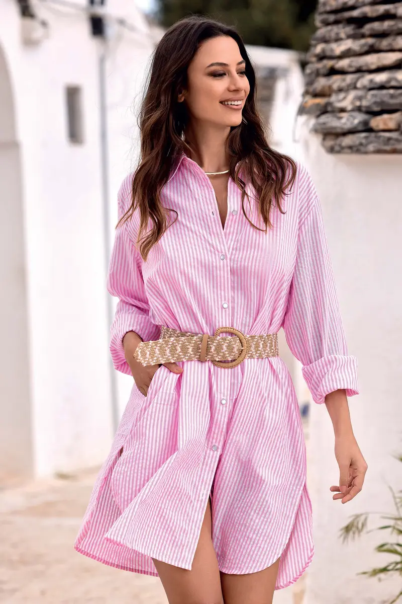 Iconique ABITO CAMICIA A RIGHE MEI | Colore Rosa