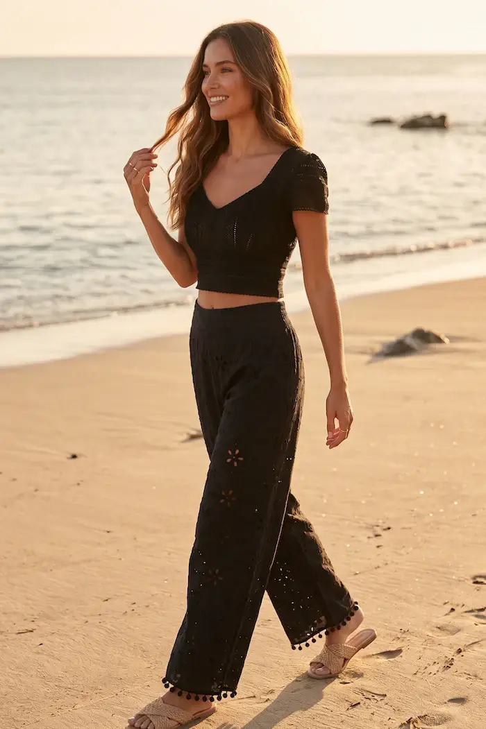 Iconique PANTALONE IN PIZZO SANGALLO | Colore Nero