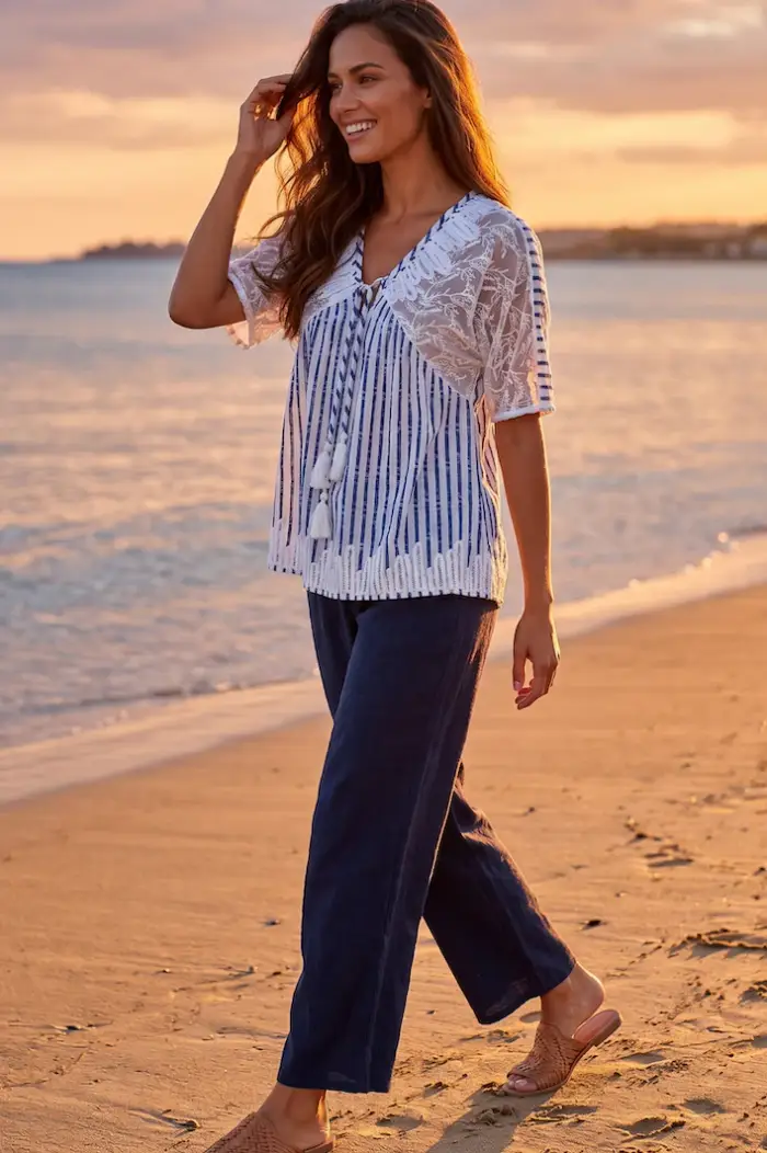 Iconique PANTALONE IN PURO LINO | Colore Blu